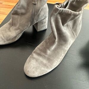 Gray Suede Ankle Boots with Zipper Eileen Fisher